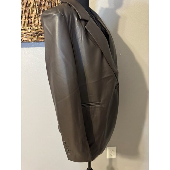 NOIR Suit Jacket Blazer M Medium Dark Chocolate Brown Vegan Leather NEW - Picture 8 of 14